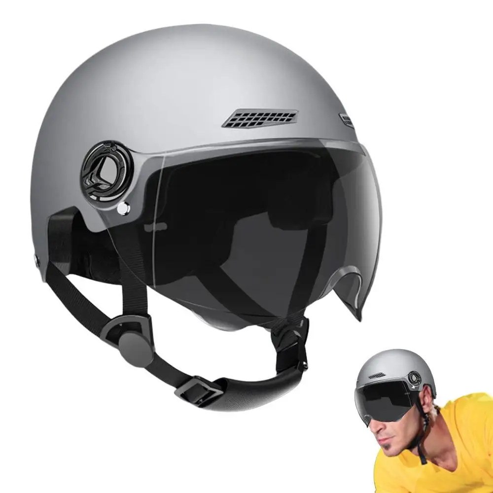 Fahrradhelm 3C-Zertifiziert für Männer, Frauen, Erwachsene und Kinder Cartoon-Elektrofahrrad-Motorrad-Halbhelm mit Schutzbrille – Detail 24