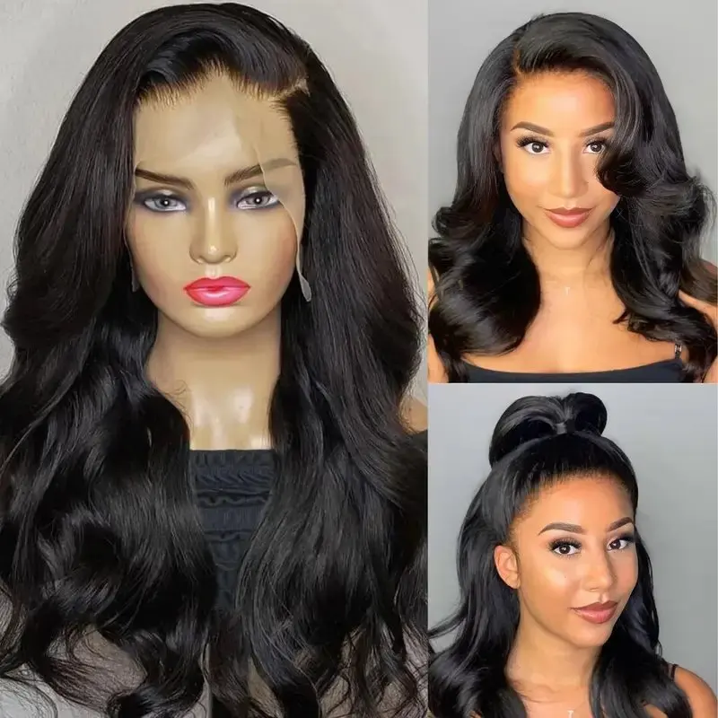 38 Inches Natural Black 13x6 Human Hair Lace Frontal Wigs 5x5 Glueless Body Wave PrePlucked 13X4 Front Water Wave For Women