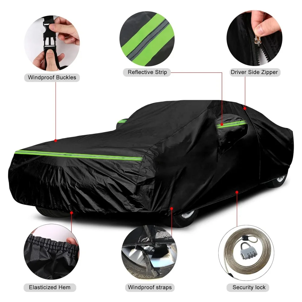Outdoor Waterproof Car Covers Custom Fit for 1964-1978 Ford Mustang With Zipper Door Snow Rain Dust Hail All Weather Protection