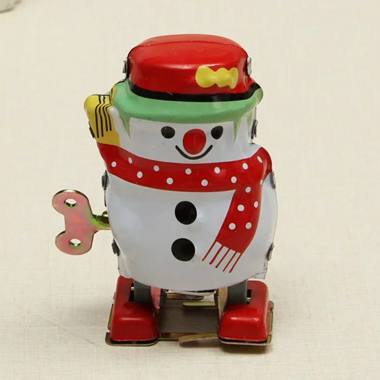 [Funny] Adult Collection Retro Wind up toy Metal Tin Pull back waiking The Snowman toys snow man Mechanical toy Clockwork toy