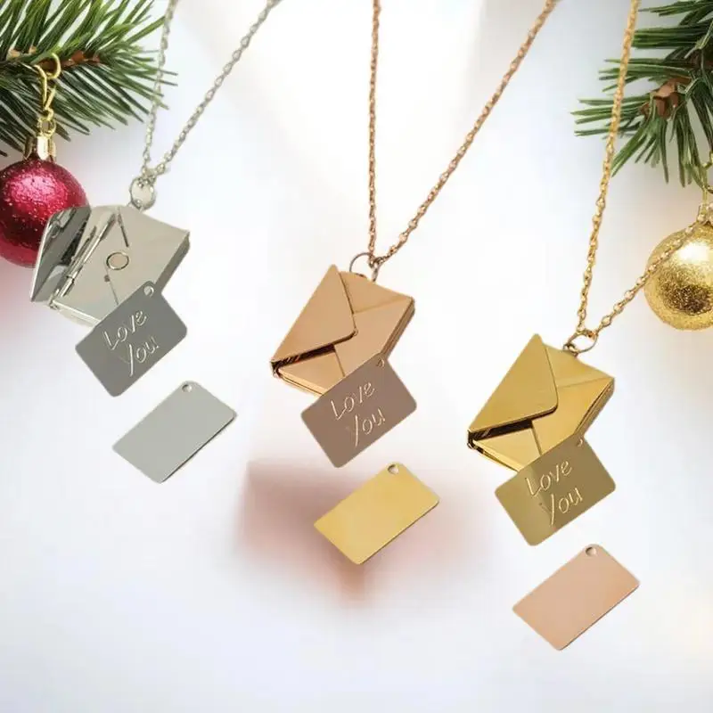 1 قطعة قلادة مغلف اعتراف الحب من الفولاذ المقاوم للصدأ مصممة خصيصًا لهدية عيد الحب #5