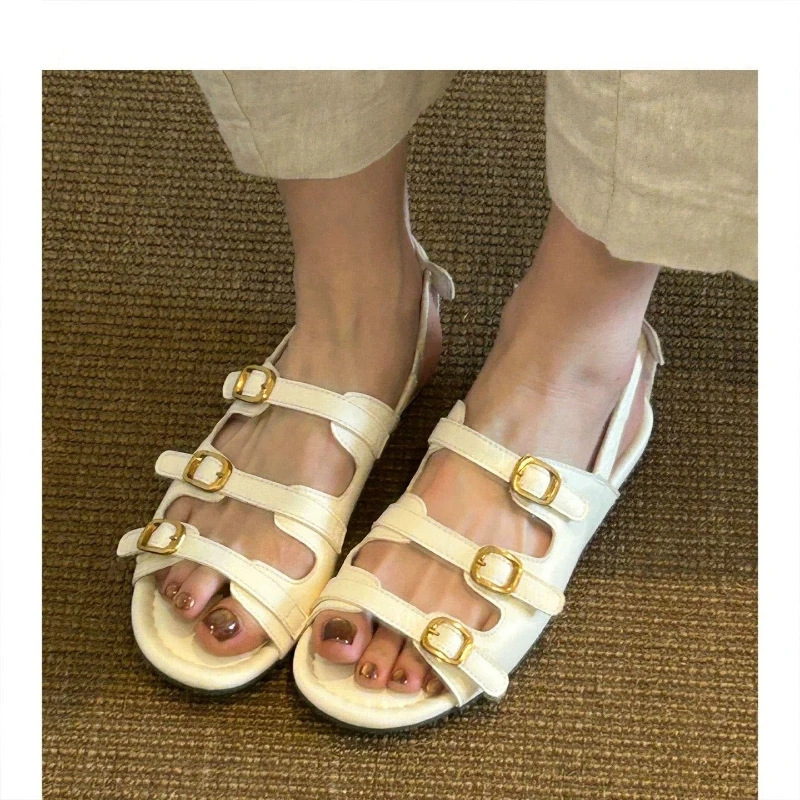 Flat-bottom Square Toe Back Slip-on Buckle-style Slip-on Shoes, Stylish, Versatile, Comfortable and Slip-resistant for Women