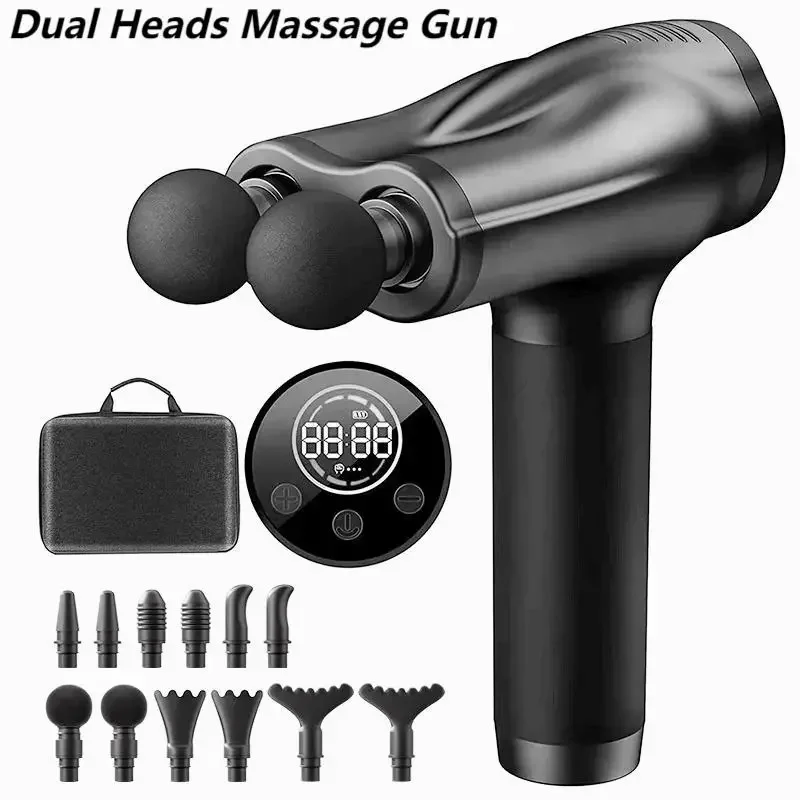 

Professional Massage Gun Deep Tissue with dual heads Percussion Back Massager Gun for Athletes Muscle Fascia Gun for Pain Relief