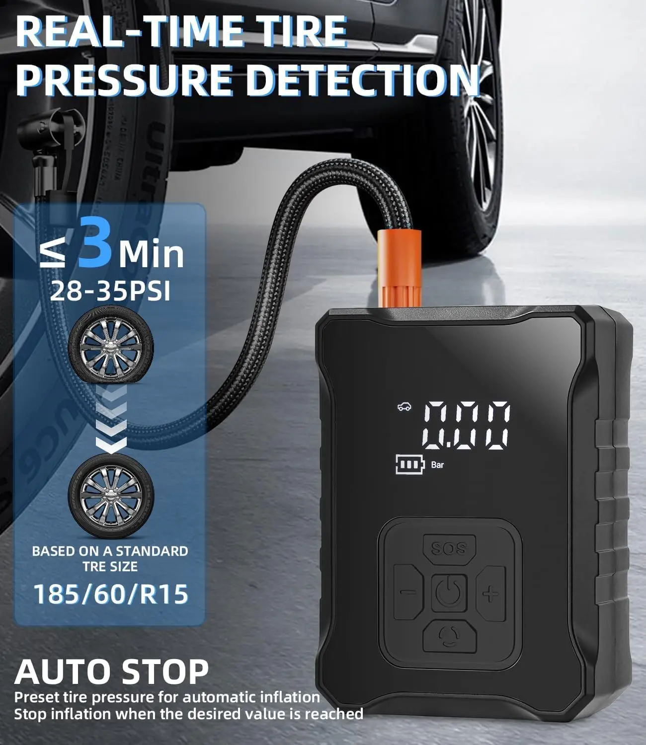 

150PSI Cordless Tire Inflator Portable Air Compressor Air Pump for Car Motorcycle Bike Tyre Fast Inflation Air Compressor