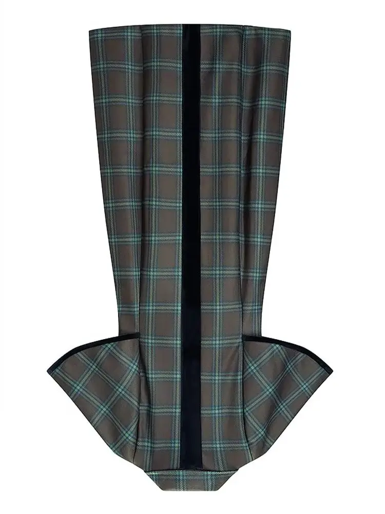 

HH женская мода ретро универсальный двубортный клетчатый шерстяной пиджак с лацканами женский темперамент стиль накидки повседневное длинное пальто Mujer