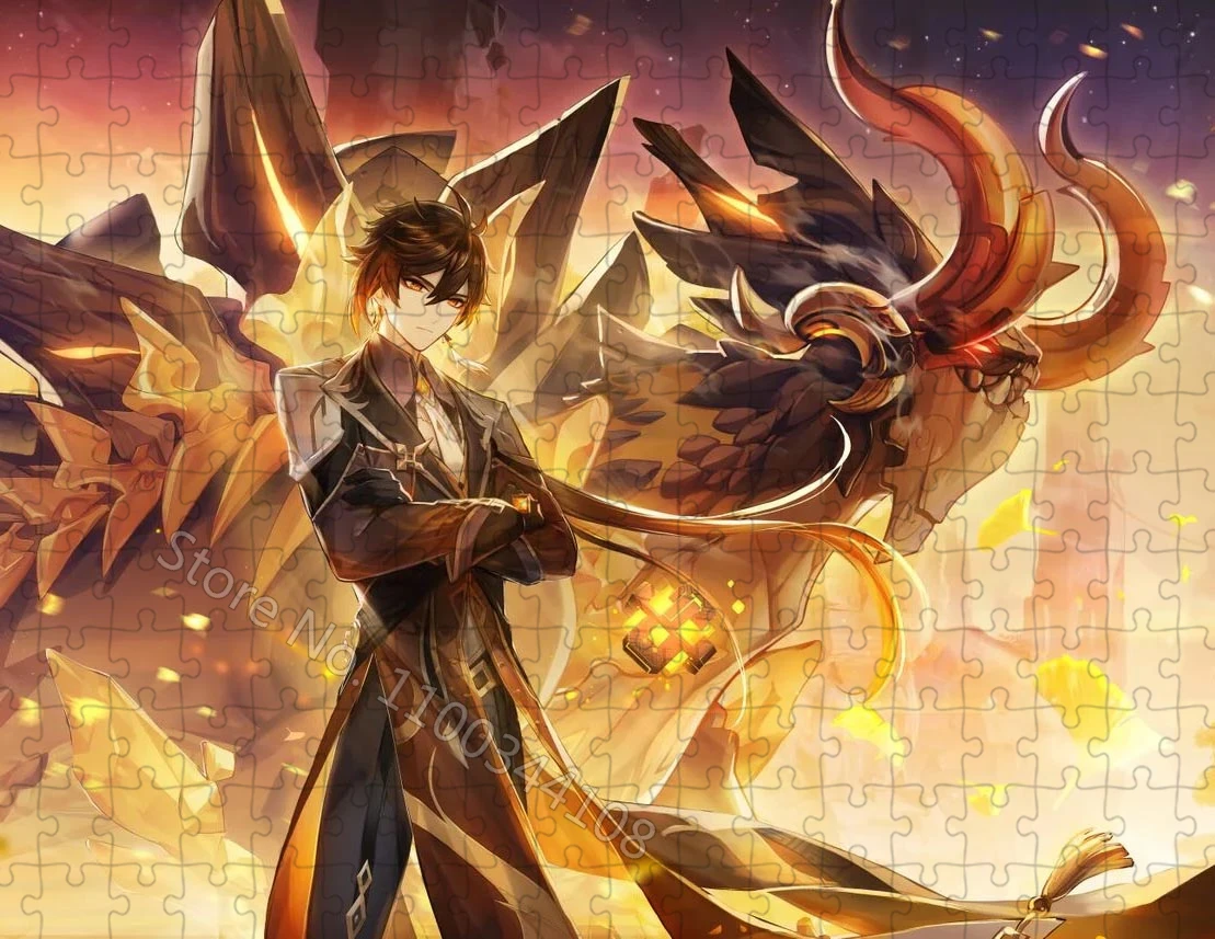 Genshin impacto quebra-cabeça 300/500/1000 peças anime jogo personagem quebra-cabeças para adultos alívio do estresse brinquedos coleção artesanal
