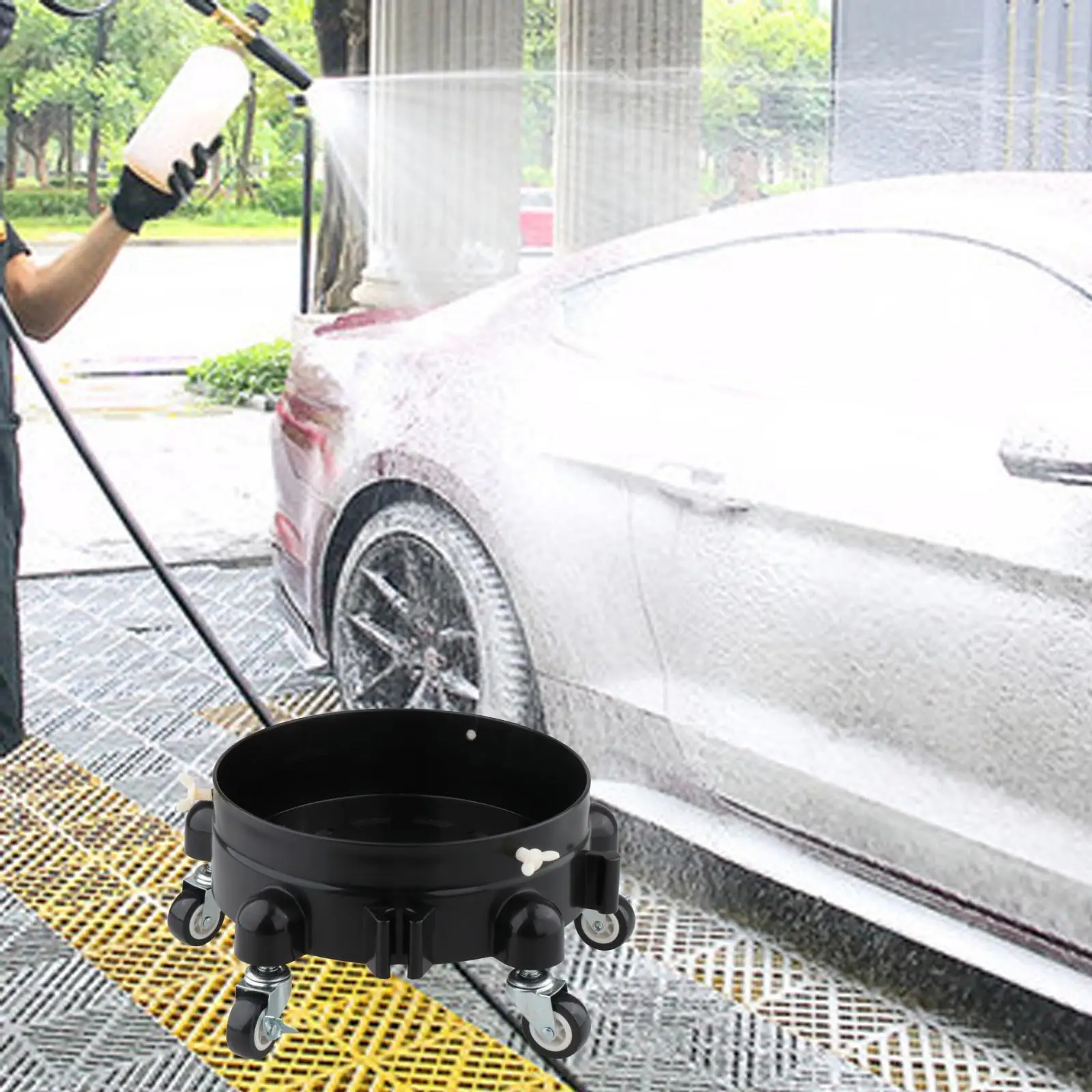 Sturdy PP Rolling Bucket Dolly 360 Swivel Plant Pot Mover Car Washing Detailing Tool for Home Garden