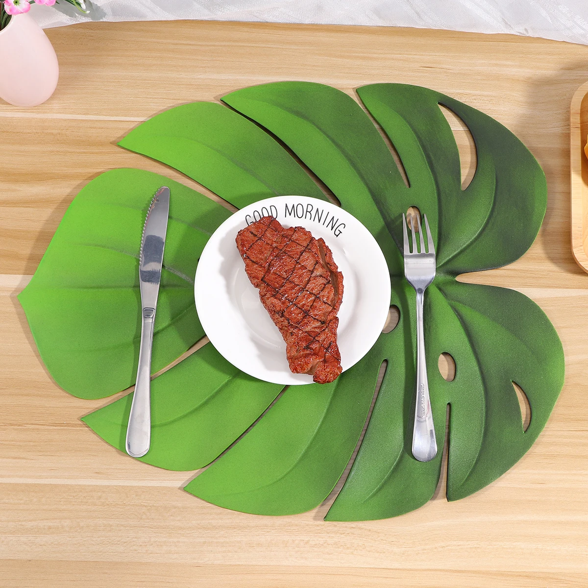 Mantel Individual EVA con forma de cuenco de hoja de tortuga, impermeable, a prueba de aceite, tapete para taza de té, mesa de comedor, decoración del hogar, 2 uds.