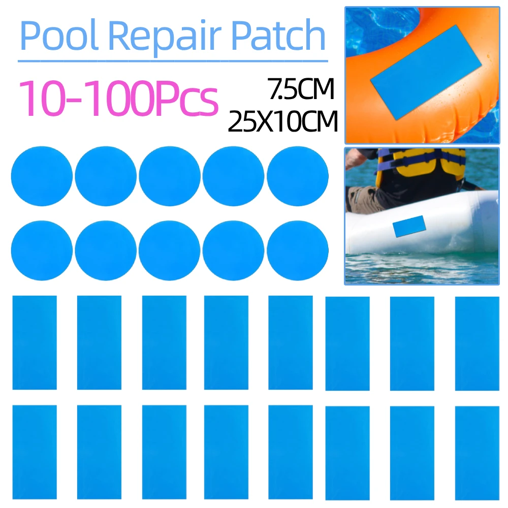 10-100Pcs Self-Adhesive Pool Repair Patch Swimming Pools Repair Patches Sticker PVC Repair Kit for Swim Ring Toy Inflatable Boat