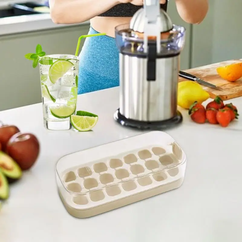 

Многоразовые лотки для кубиков льда Лотки для кубиков льда для морозильной камеры с ящиком для льда Без касания Лотки для кубиков льда Форма для изготовления кубиков льда 21 шт. Форма для кубиков льда
