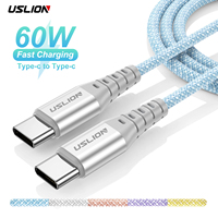 USLION 60W 3A Type C to Type C Cable For iphone 15 Pro Xiaomi Redmi Note 13 Fast Charging Data Line USB C to USB C Charger Cable