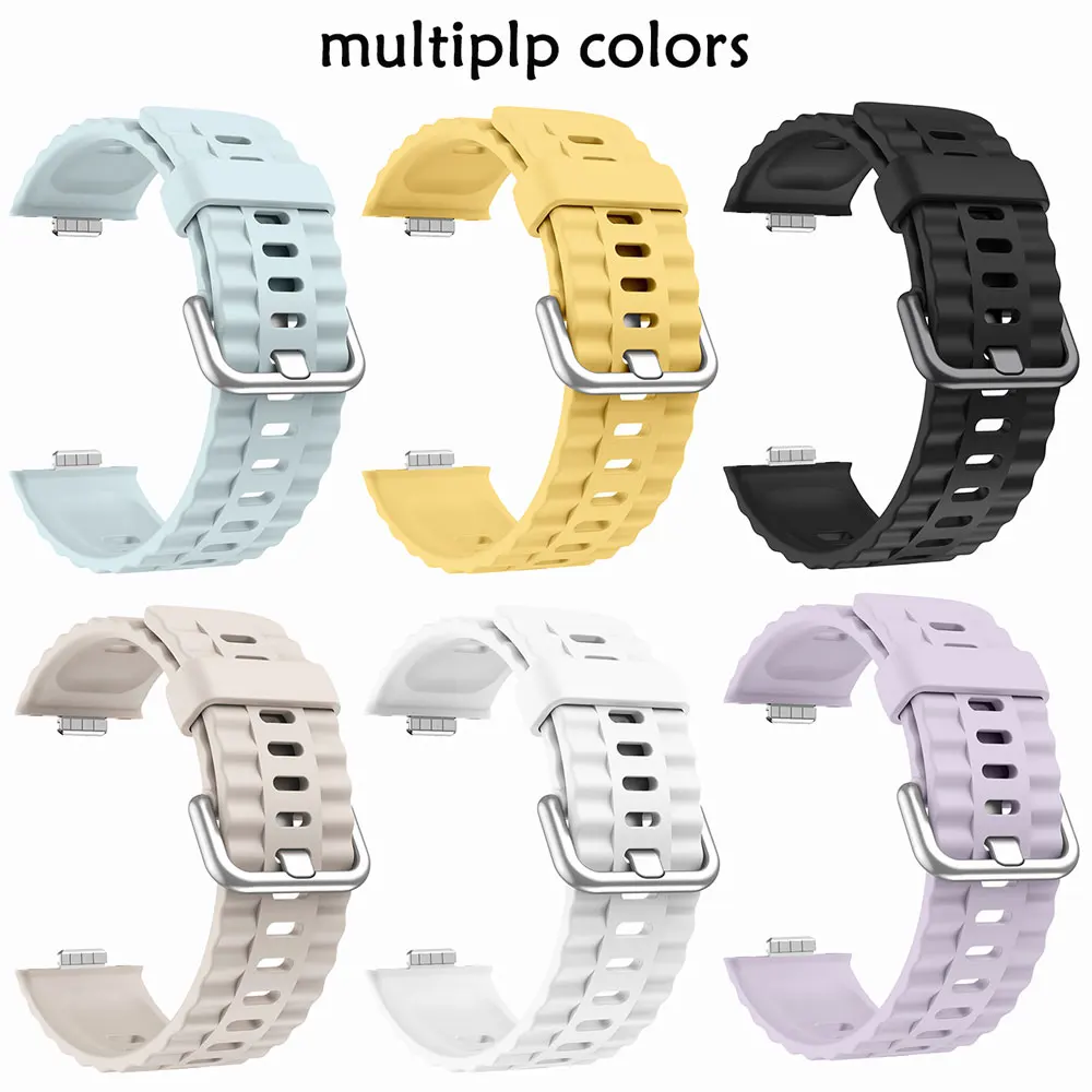 Silicone Watch Strap for Huawei Fit 5 5pro Unisex Outdoor Sports Breathable Wave-shaped Watch Strap for Huawei Fit 5 4 3