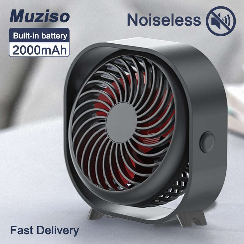 

Muziso Mini fan rechargeable Portable Camping small fan USB desk mobile Electric fans quieter Blower Built in battery 2000mah