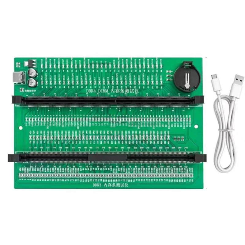 D5BE Memory Testing Card for Desktop Computer DDR3 DDR4 Memory Slot Diagnostic Tool Tester Card USB Power Supply Adapter