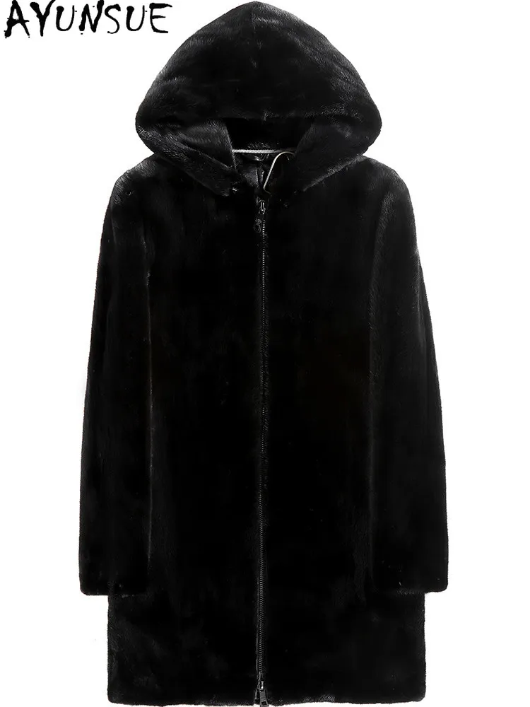 AYUSNUE Natural Mink Coat Men Clothes Long Warm Winter Jacket Swan Velvet Whole Mink Real Fur Coats Man S-12XL Мех Натуральный