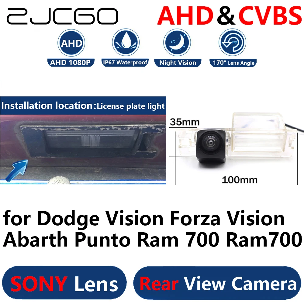 

ZJCGO AHD 1080P Parking Backup Reverse Reversing Rear view Camera for Dodge Vision Forza Vision Abarth Punto Ram 700 Ram700