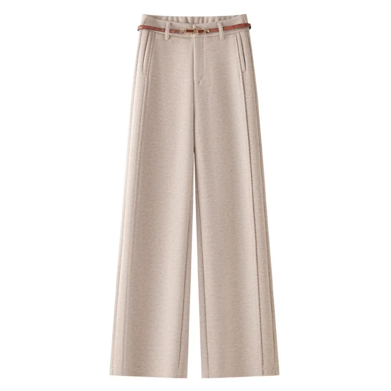 سراويل صوفية للنساء والشتاء، مقاس نحيف أنيق، بدلة ركاب بنطال مستقيم الساق