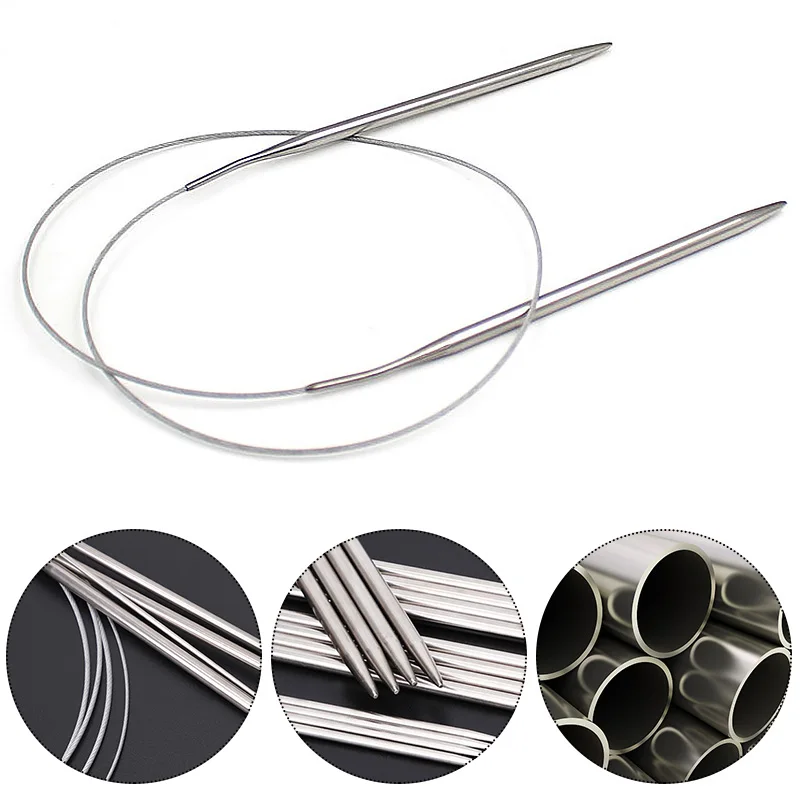 60/43/120cm Stainless Steel Circular Knitting Needles Crochet Needles For Knitting DIY Weaving Pins Needle Craft Tools