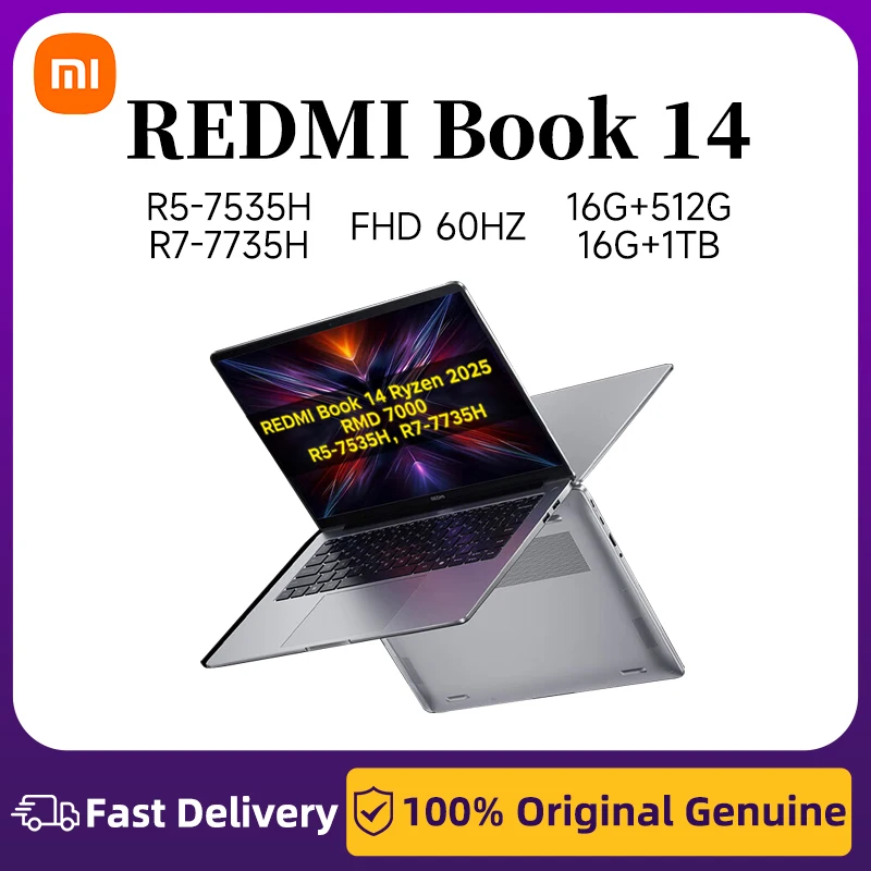 Xiaomi Laptop Redmi Redmi Book 14 Riptide Edition 2025 AMD Ryzen5 7535H/Ryzen7 7735H 16GB 512GB/1TB/2TB Slim Laptop
