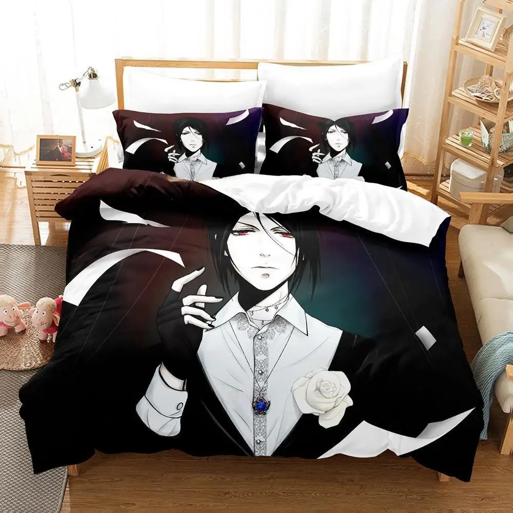 Black Butler Bedding Set Single Twin Full Queen King Size Bed Set Adult Kid Bedroom Duvetcover Sets 3D Print Anime Bed Sheet Set