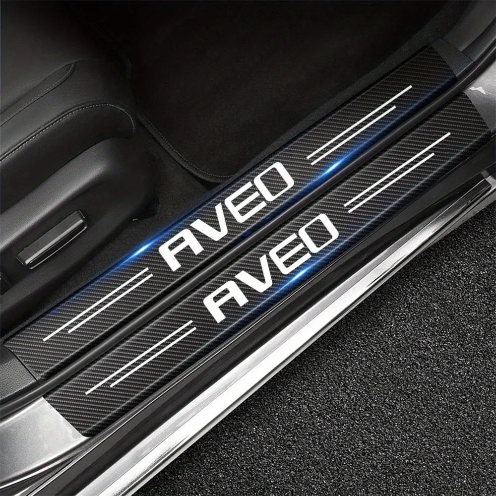4 Piezas de Adhesivos para el Umbral de la Puerta del Coche para Chevrolet Aveo T200 T250 T300 2021 2019 2018 2017 2016 2015, Accesorios para Sedán y Hatchback