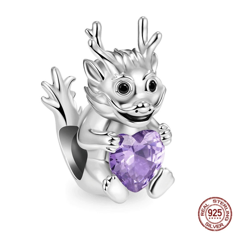 925 Sterling Silver Little Flying Dragon Charme Beads, Dinossauros Tocando Música, Se Encaixa Original Pandora Pulseira, Jóias Fashion Gift