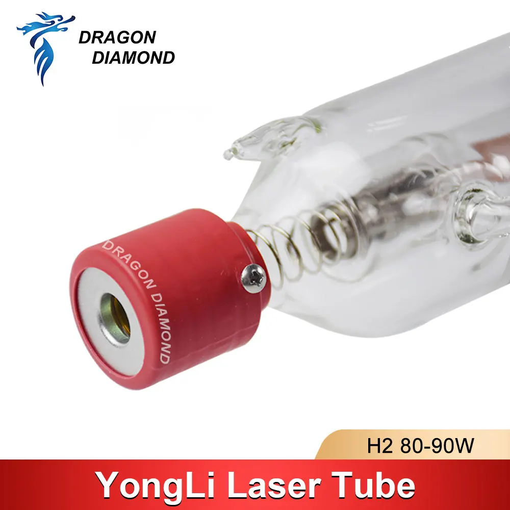 DRAGON DIAMOND Yongli H2 80-90W CO2 Laser Tube Glass Pipe Metal Head Length 1250mm For CO2 Laser Engraving Cutting Machine