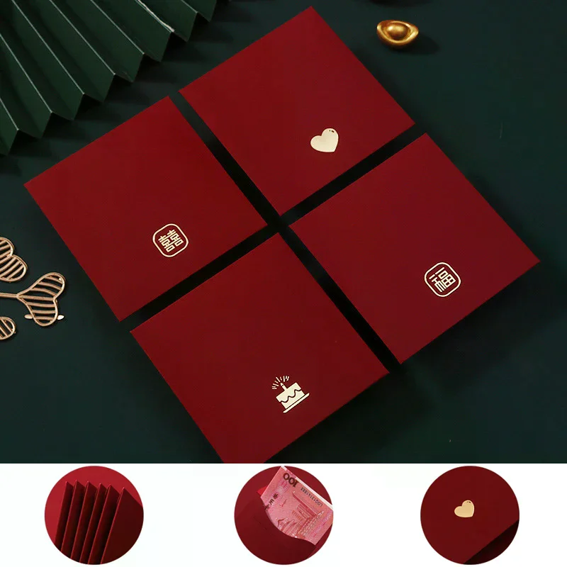 6Pcs/Pack Chinese Red Envelope New Year Spring Festival Children Lucky Money Envelopes Red Packet Gift Envelope Red Bag