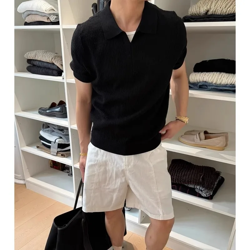 Men's T-shirt Summer New Fashionable Outdoor Leisure Breathable Comfortable Knitted Sports T-shirt Top