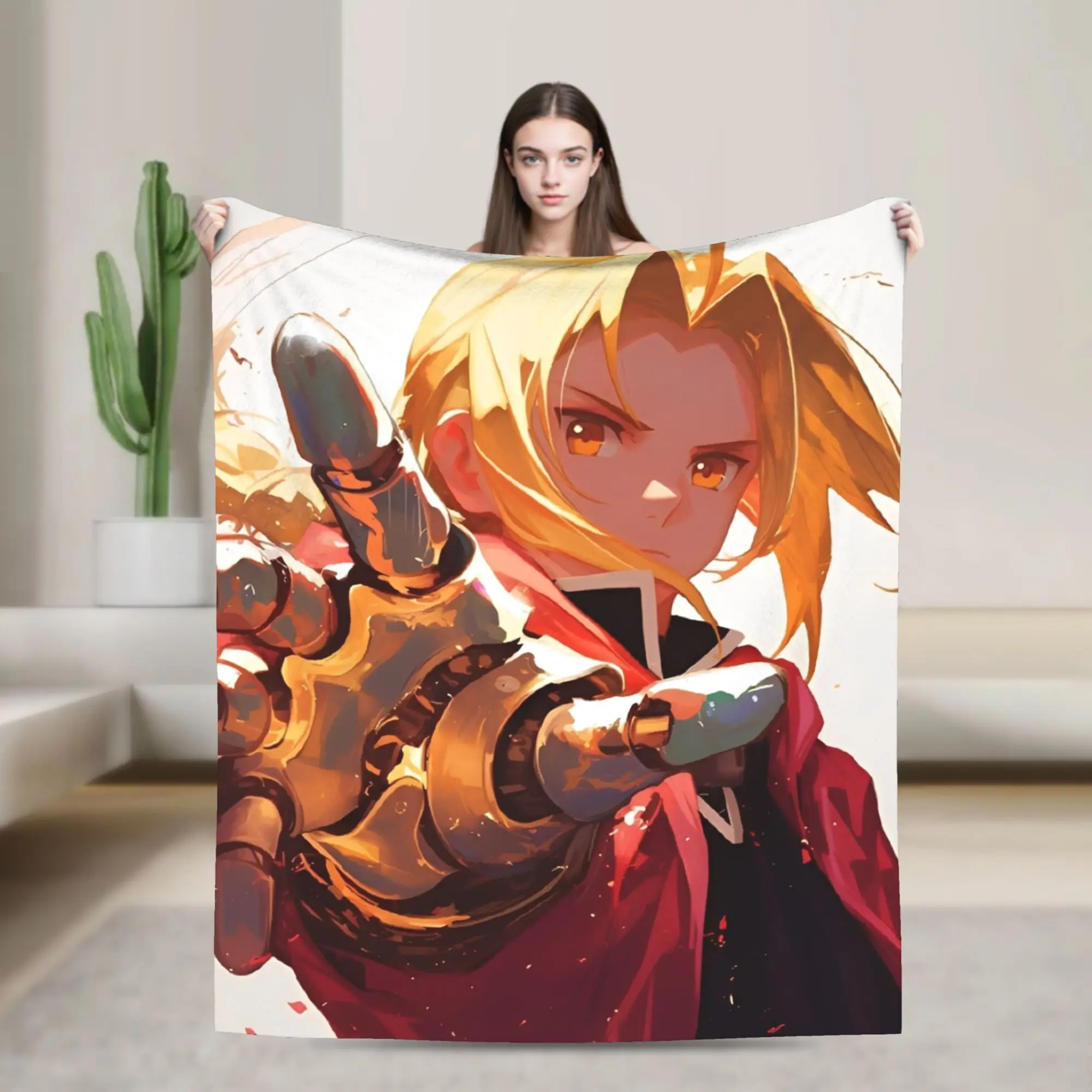 Warm Soft BlanketChildren Picnic Fullmetal alchemist  Throw Blanket  Flannel Bedspread For Bedroom Comfortable Sofa Bed Cover