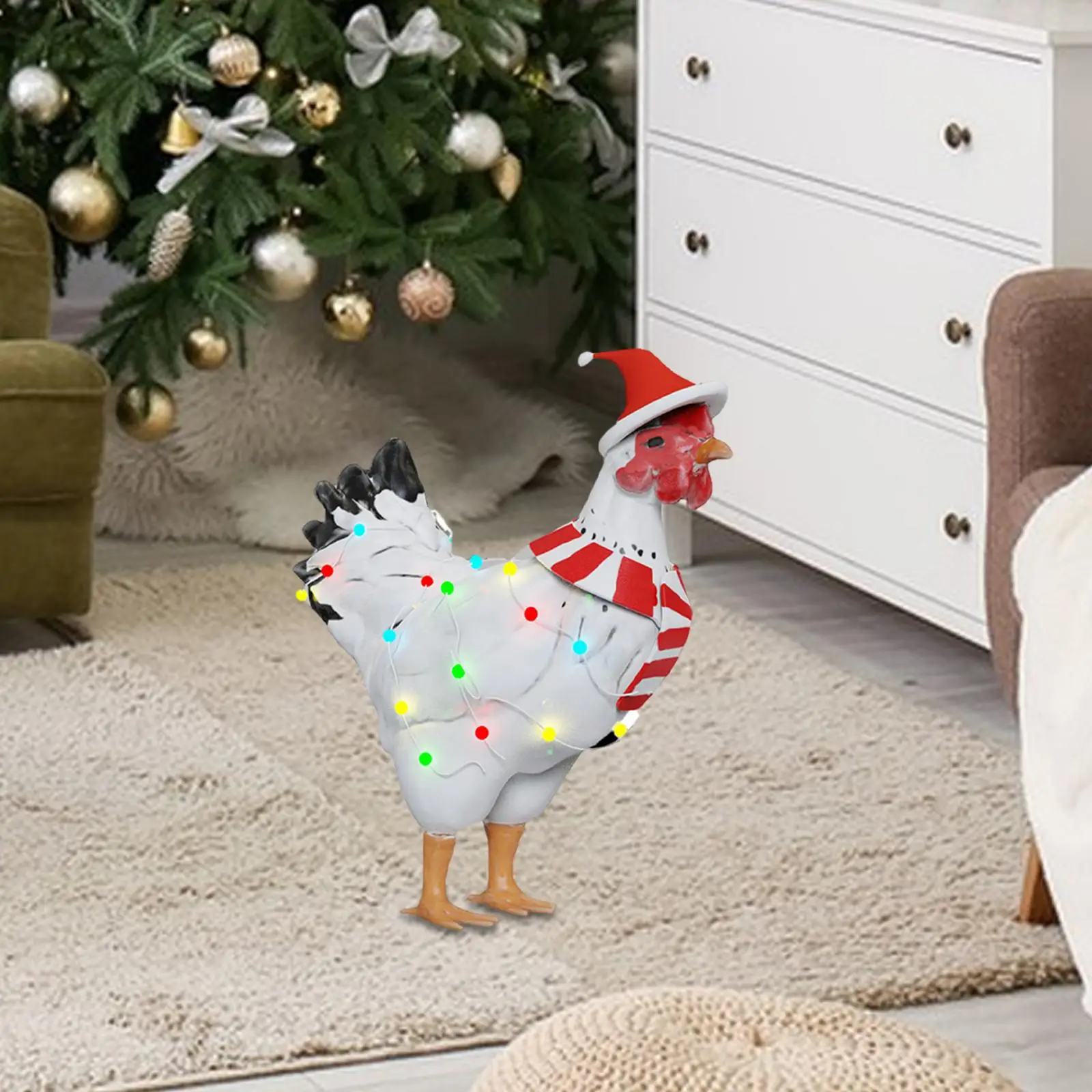 

Solar Garden Chicken Statue Ornament Collection Solar Powered Light Yard Art Decor Christmas Decoration Sculpture for Landscape