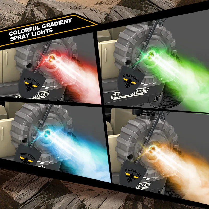 1:16 RC Trucks Toys 2,4-GHz-Auto mit LED-Lichtern und Spray für Kinder, All-Terrain-Offroad-Pickup-Spielzeug für Jungen ab 8 Jahren, Geschenk