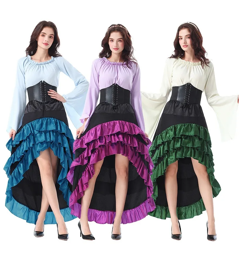 

Medieval Queen Princess Gown Halloween Womens's Pirate Cosplay Costume Female Elegant Temperament Evening Party Dress Outfit