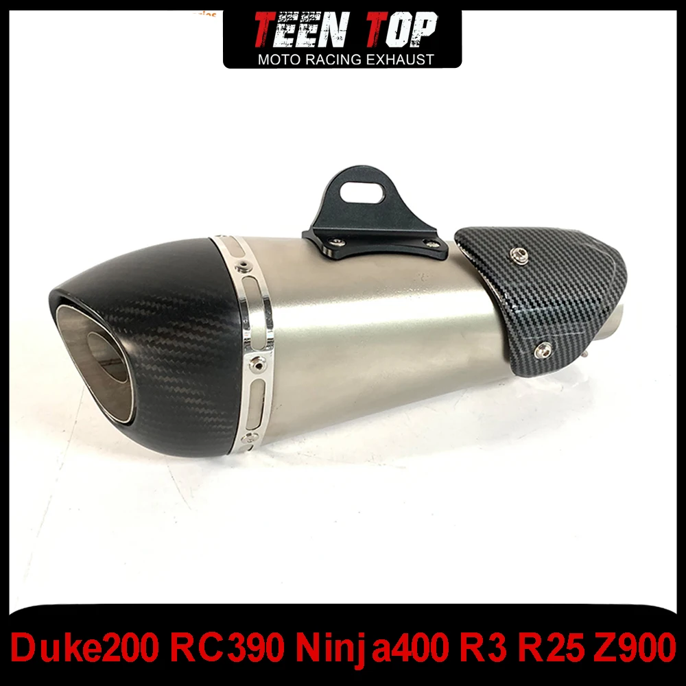 51mm Universal Motorcycle Exhaust Elbow Duke200 RC390 Ninja400 R3 R25 Z900 Carbon Fiber Exhaust Escape Muffler Motobike