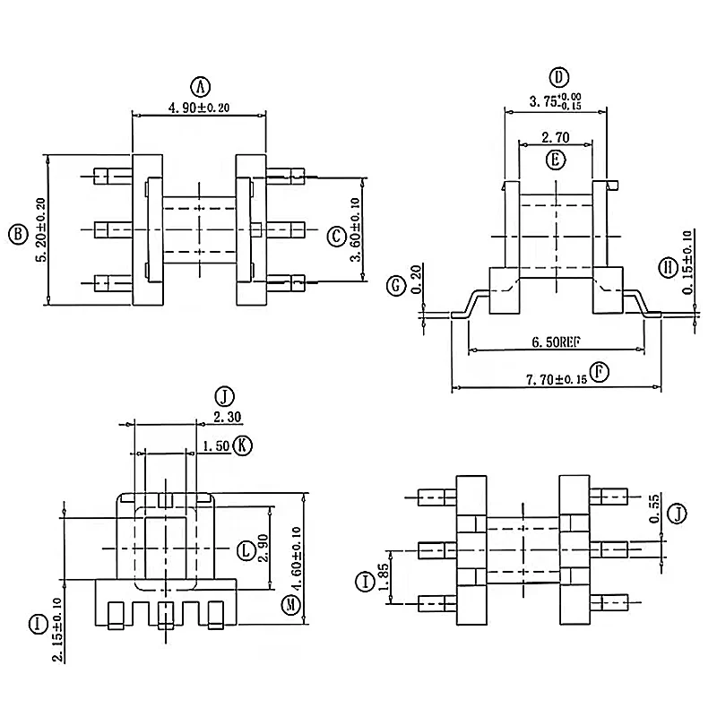 หม้อแปลงความถี่สูง EE5.0ferrite core และ bobbin SMD3 + 3pin 20 เซ็ต/ล็อตจัดส่งฟรี