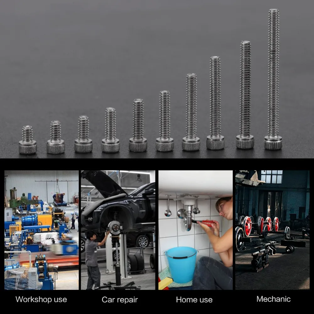 150pcs #2-56 UNC Thread Head Cap Screws 9 Sizes Assortment Plastic Box Package Pan Head Screws Stainless Steel