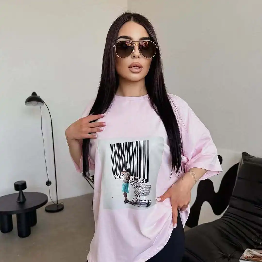 

Уникальная футболка со штрих-кодом, индивидуальная графическая футболка из чистого хлопка, летние футболки для мужчин и женщин, уличная мода, одежда больших размеров большого размера