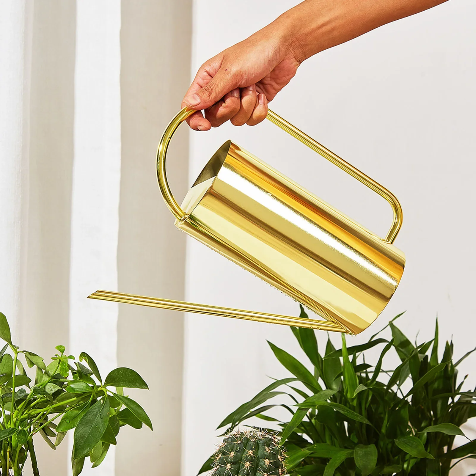 

Plants Watering Can Long Spout 1500ml Large Capacity Watering Kettle Stainless Steel Pot Gardening Supplies