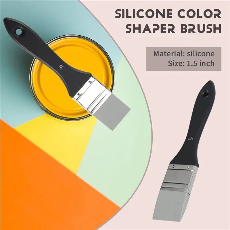 New Shown-2 Pieces Silicone Painting Brush Color Shaper Tool Flat Flexible Acrylic Brush Art Tools Paint Brushes (1 Inch Wide)