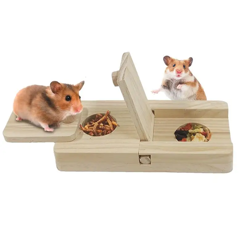 

6 In 1 Wooden Hamster Foraging Toys Small Pet Feeder Interactive Puzzle Treat Dispenser Guinea Pig Toys Watering Supplies