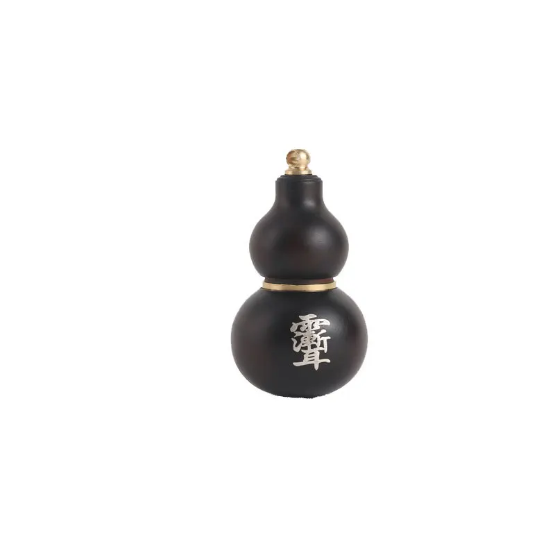 YNO Chinese Traditional Luck Thunder Struck Jujube Wood Gourd Pendant 925 Silver Inlaid Taoist Zi Wei Talisman Can Hold Cinnabar 5