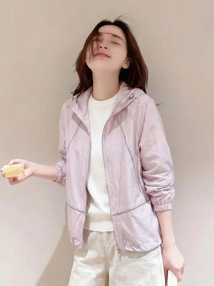 

Women's Breathable Lightweight Loose Sun Protection Jacket Summer Thin Outerwear Air Conditioning Open Cardigan Fleece Windbr...