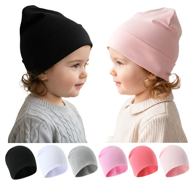 3 Teile/satz Baby Mützen für Mädchen Jungen Einfarbig Säuglings Hut Frühling Herbst Gestrickte Baby Mütze Kleinkind Mützen Baby Mädchen hut
