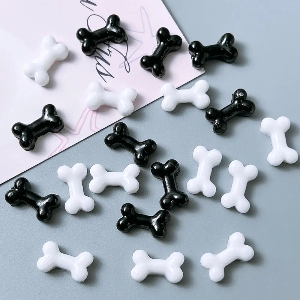 50 Stück Minimalistische Klassische Künstliche Knochen-Harz-Nagelkunst-Dekorationen 3D Kreative Schwarz-Weiße Knochen-Nagelcharms DIY Haarnadeln Nägel – Detail 4