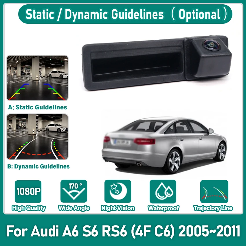 

Камера заднего вида CCD HD «рыбий глаз» для Audi A6 S6 RS6 (4F C6) 2005~2011 Автомобильная ручка багажника Монитор парковки заднего вида ночного видения