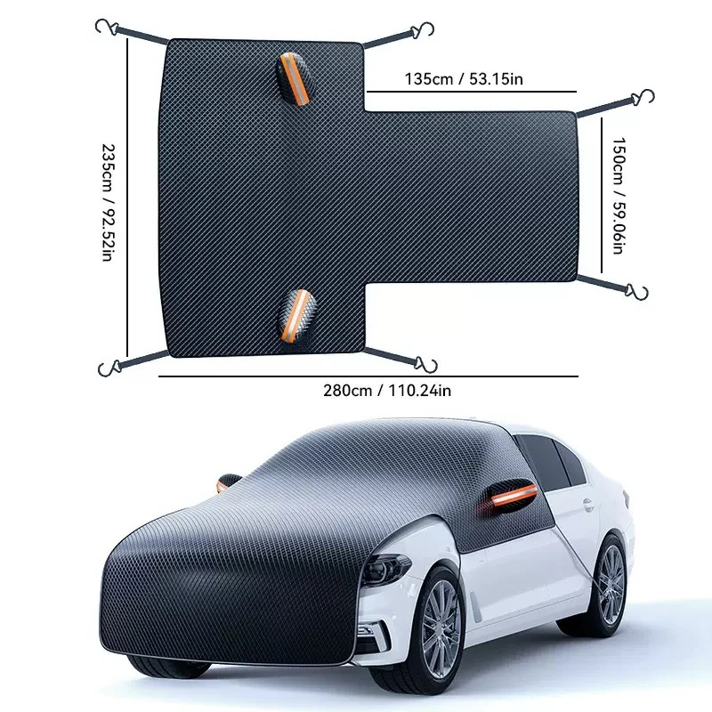 Auto-Windschutzscheiben-Schneeabdeckung Sonnenschutz Vier Jahreszeiten Anti-UV Frost Staub Eis Schutz Universell Passend für die Meisten Autos – Detail 7