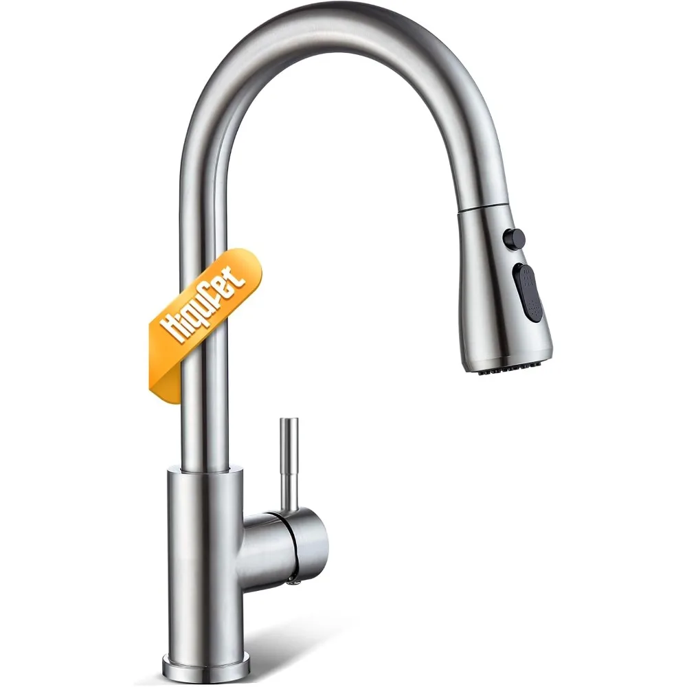 

High Arc Single Handle Kitchen Faucet with Pull-Down Sprayer, Brushed Nickel Finish, Stainless Steel Pot Filler Attachment