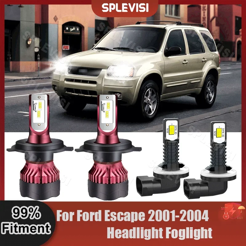 

LED Headlamp Hi Low Beam Foglamp H4+881 Collocation Kit For Ford Escape 2001 2002 2003 2004 Car Light Bulbs Superior CSP Chips