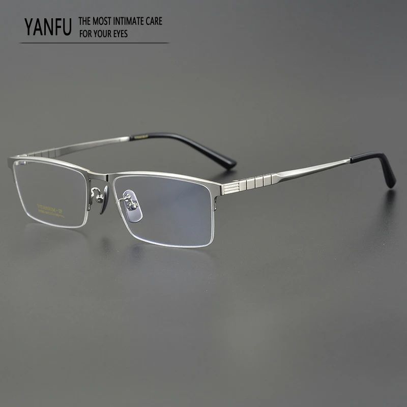 Organ-pipe Legs Pure Titanium Myopia Glasses Frames Semi-Rimless Men Women Business Rectangle Design Optical Eyeglasses Reading