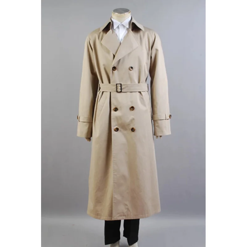 Supernatural Costume Castiel Twill Cosplay Costume For Men Long Trench Coat Only Halloween Costume Custom Made 2 orders